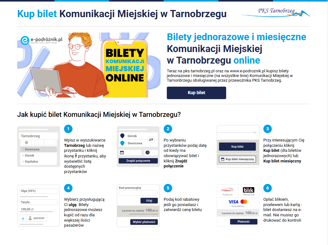 Bilety komunikacji miejskiej - możliwość zakupu przez e-podróżnik